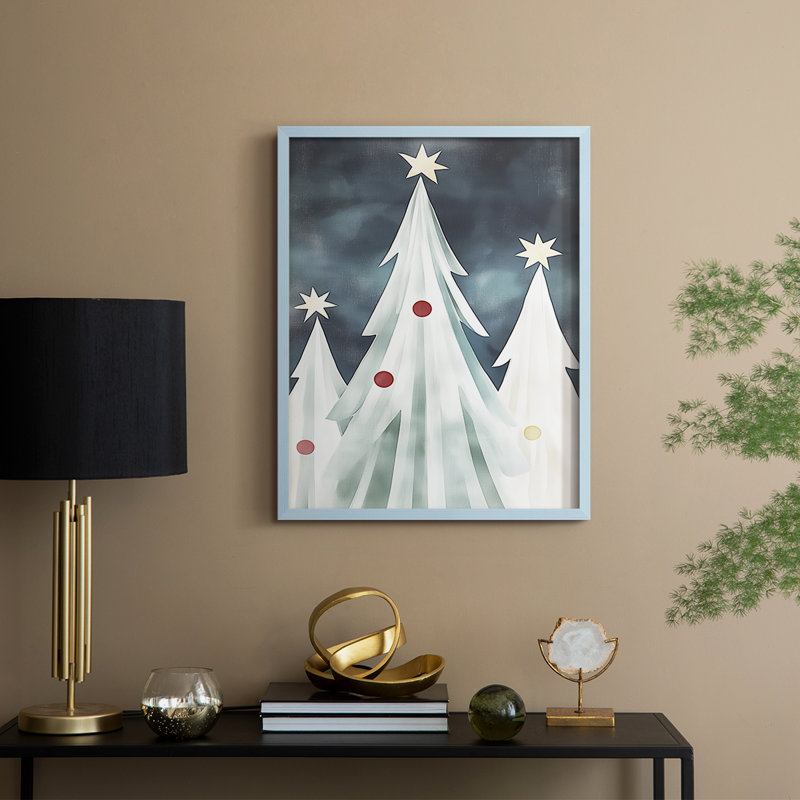 Christmas Holiday Art DCCCLVII Framed Print - Solid Wood, Bleu, H 21 po x l 17 po