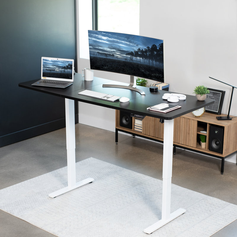 Vivo Electric Height Adjustable 71" Black Standing Desk with Memory Presets