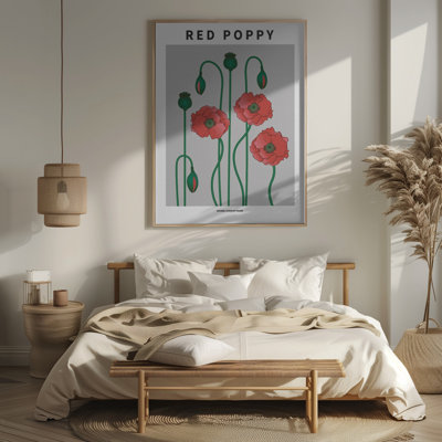 "Red Poppy" Framed Textured Wall Art