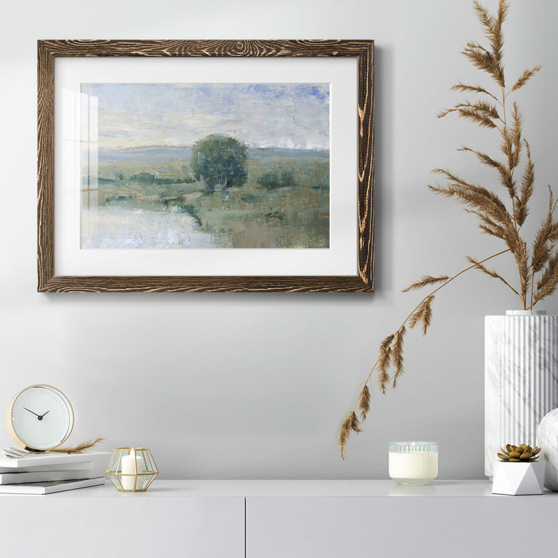 Riverbank Impression II - reproduction encadrée rustique avec tableau mat, Noyer, H 22 po x l 32 po x P 1,5 po