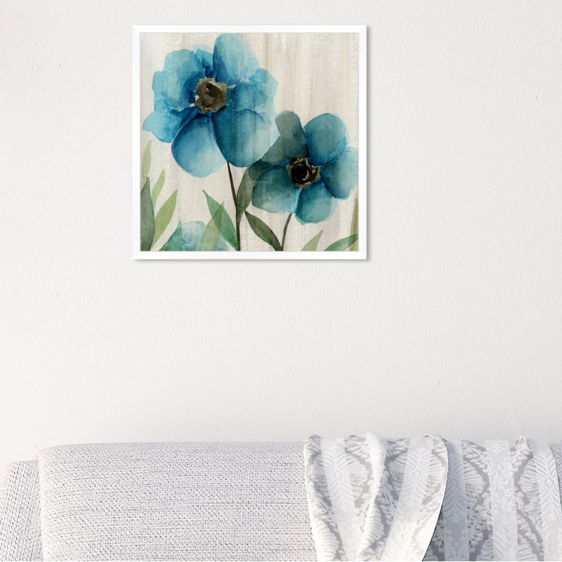 « blue florals », impression sur toile, H 14 po x l 14 po x P 0,5 po, Cadre photo