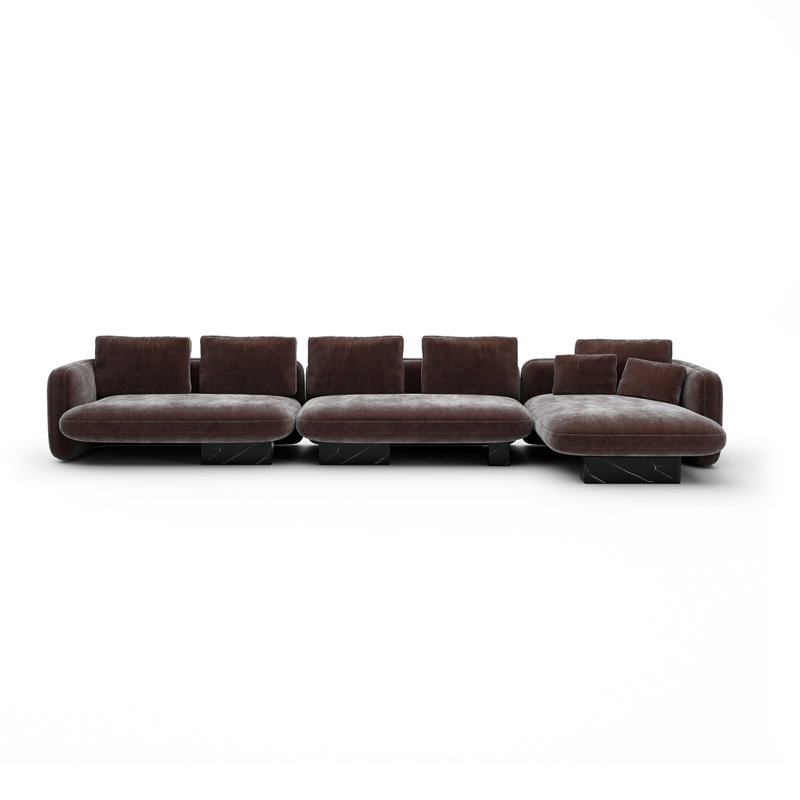 *Overlap Right Chaise Sec Large Dk Taupe, Brown Polyester Blend