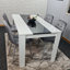 Dining Table Wooden White And Black Table Tufted Velvet Grey Or Black Chairs Set-421458911