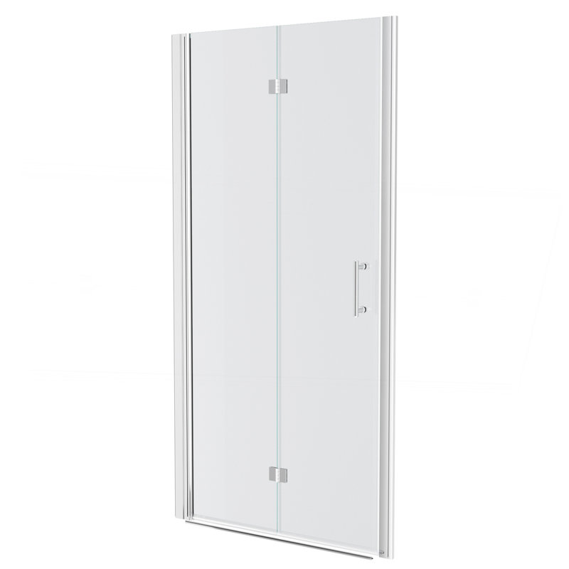 36"W X 72"H Fold Frameless Shower Door With Tempered Glass, Chrome