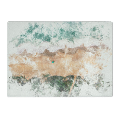 Tempered Glass View of a Brazilian Beach Watercolour Chopping Board