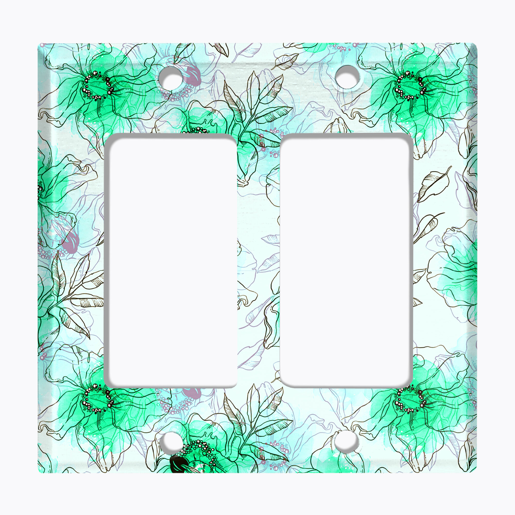 WorldAcc Flowers Patterned 2 - Gang Rocker Standard Wall Plate | Wayfair