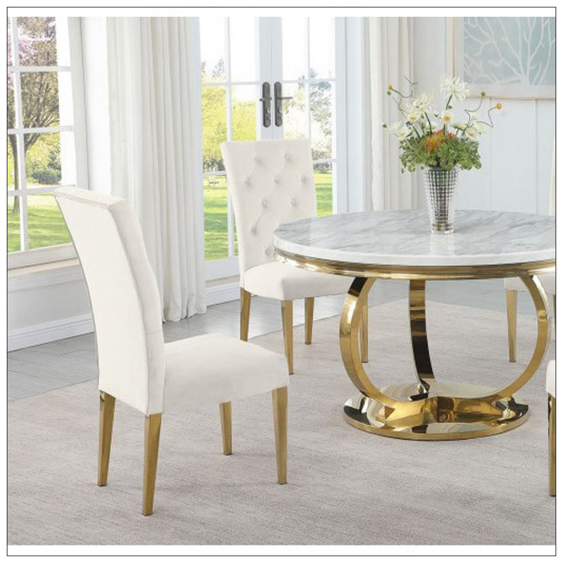 Ensemble de 2 chaises de salle à manger rembourrées Modern Velvet, Gris, Argent