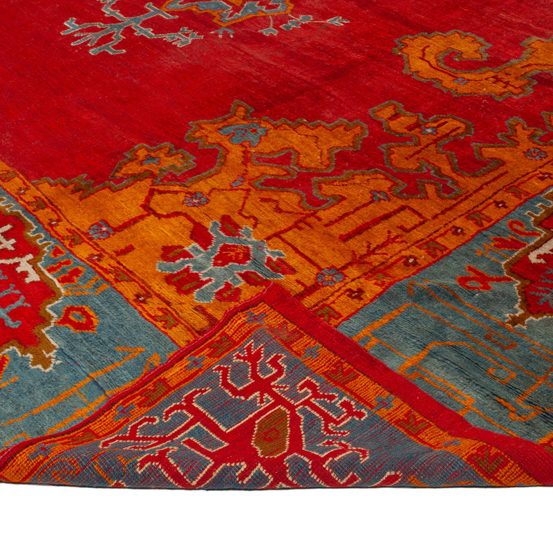 Red Antique Turkish Oushak Rug - 12"" x 16'4""