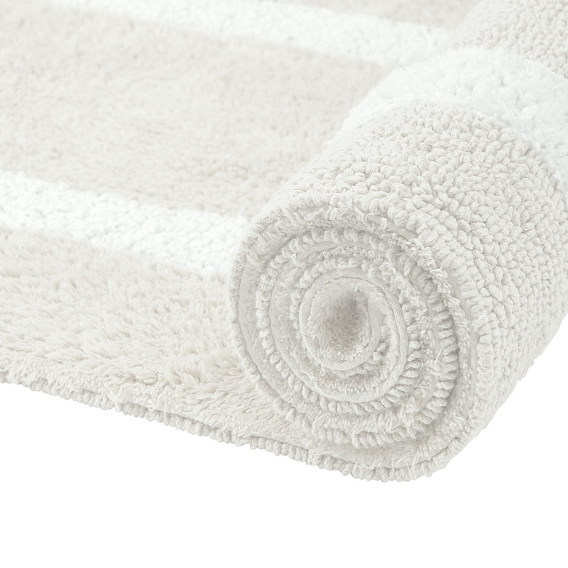 Broshous Premium 100% Cotton 2370 GSM 2-Piece Bath Rug Set, Ultra Plush Tufted Bathroom Mats, Super Absorbent OEKO-TEX® Certified, Reversible, Machine Washable, Spa-Like Comfort, Ivory/White