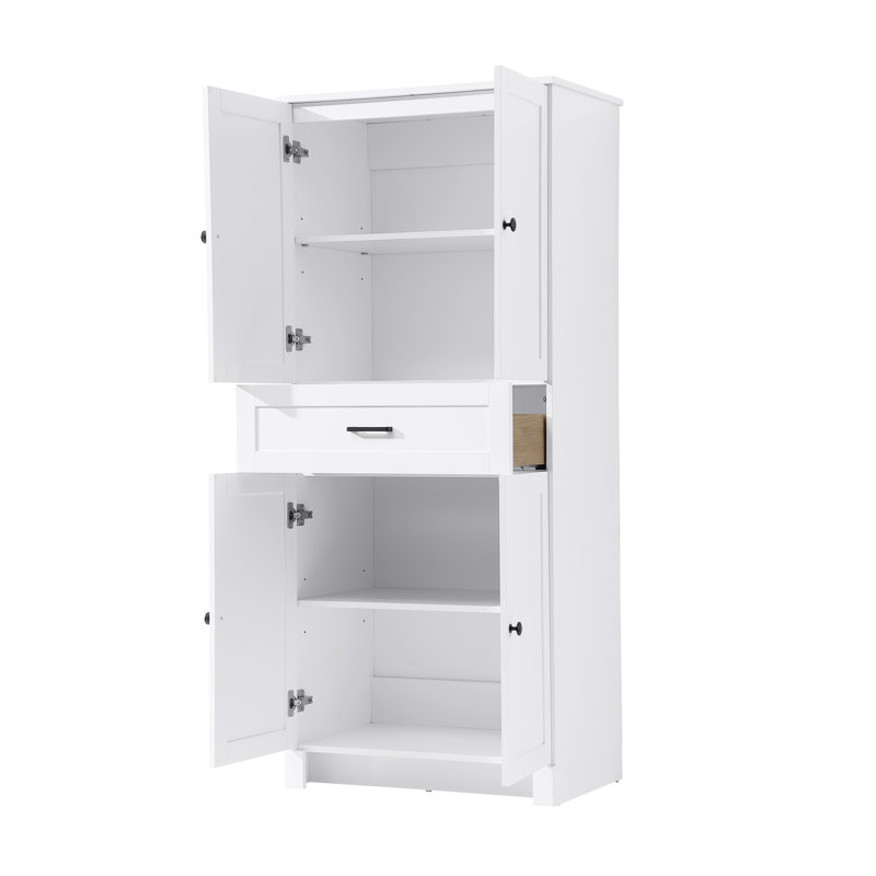 28 Inch Bath Storage Cabinet  in White, White, 65" H x 28" W x 65" D