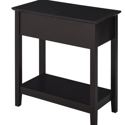 Dark Coffee End Table With Flip Top From , Storage Cabinet And Bottom Shelf, Retro Elegant For Different Rooms Side In Coffee, & Patio