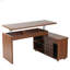 55.1''L, Home Office L-Shaped Versatile Desk Height Adjustable Extendable Desk with Storage Drawers and Cabinet, Walnut