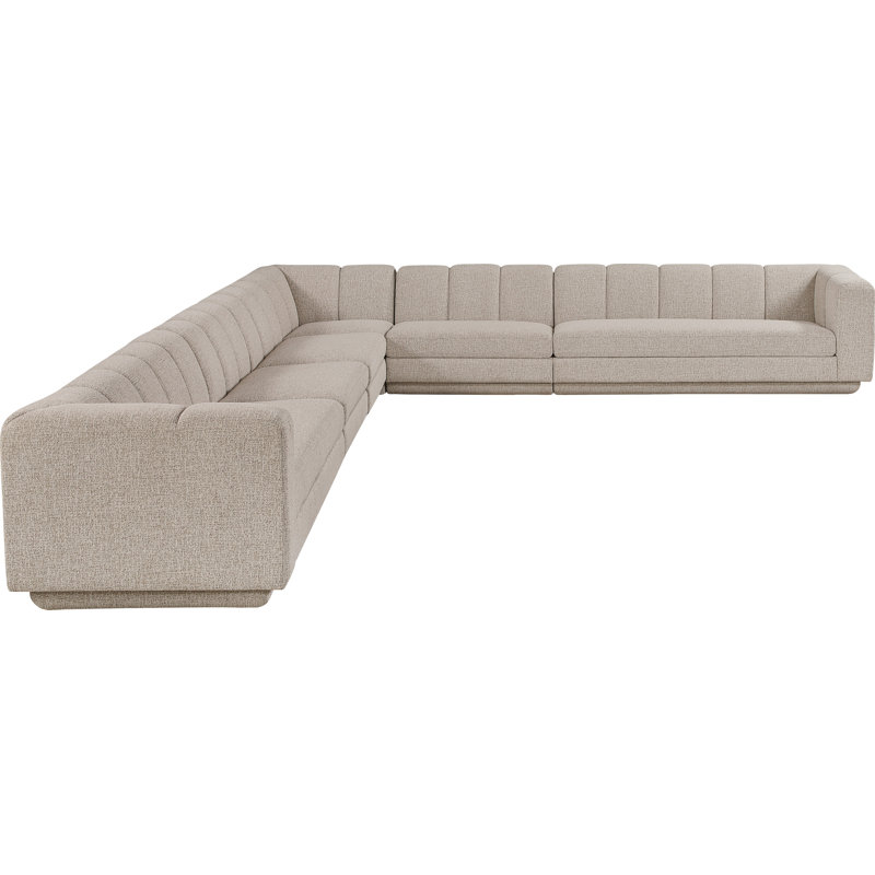 Tissu rembourré 6 pièces Landis Canapé modulaire modulaire, Tissu beige