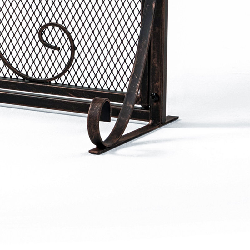 Retro Iron Scrollwork Fireplace Screen, One-Piece Frame, Decorative Arch Fireplace Door, 41"W x 9.75"D x 31.75"