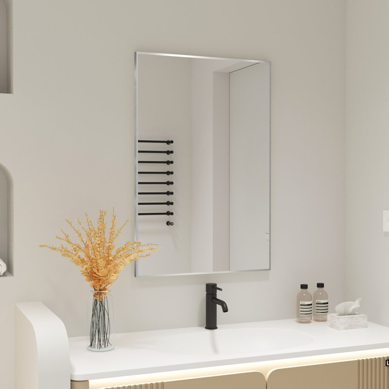 Miroir d'appoint Lesamuel, 24 po x 36 po, Nickel brossé, Rectangulaire
