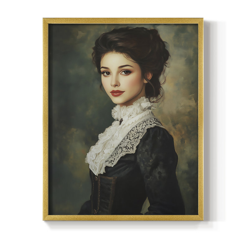 WOMEN Series CCVI Framed Print - Solid Wood, 11" H x 9" W, Gold