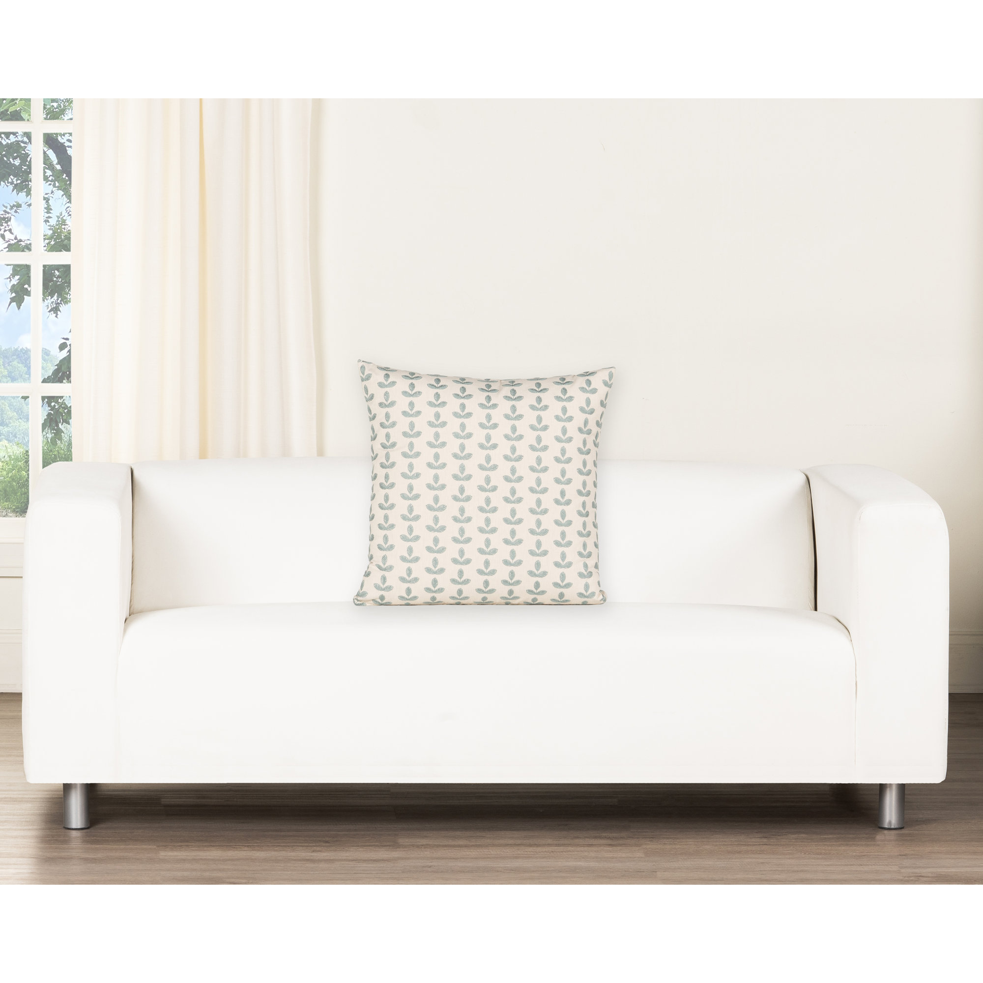 Birch Lane Trillium Throw Pillow Throw, Square 17", Sky Blue Floral, Polyester