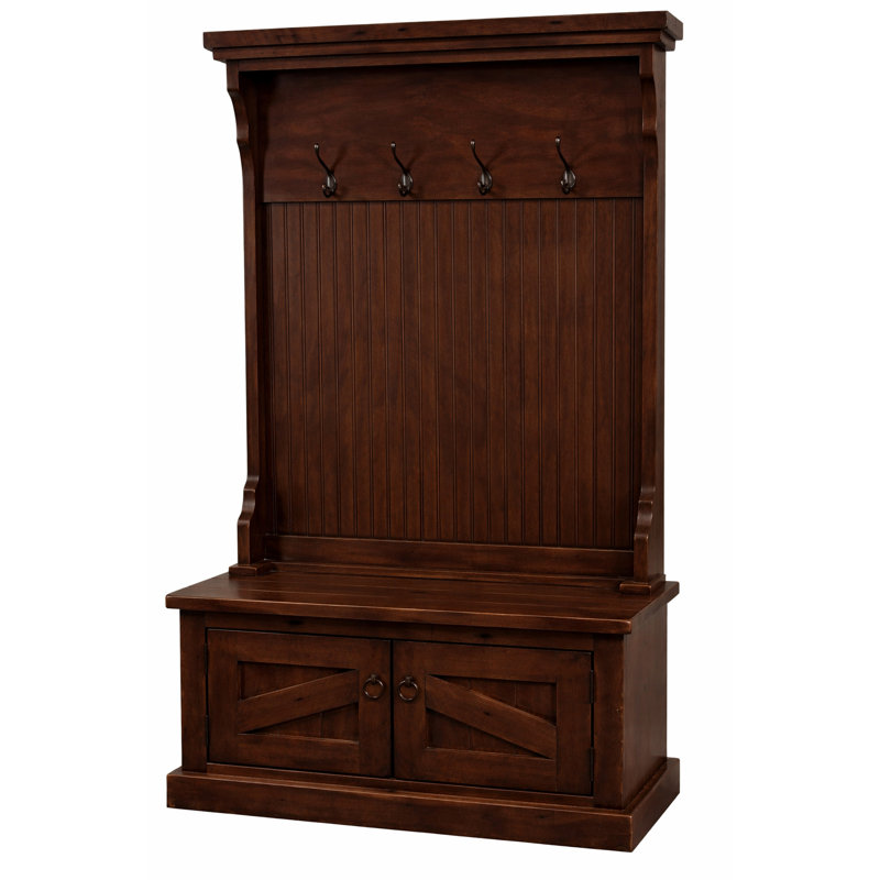 Kinley Hall Tree 37.5'' Wide with Bench and Shoe Storage, Concord Cherry