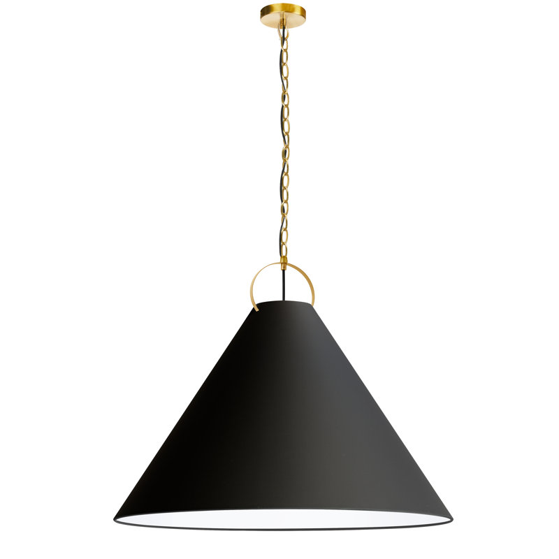 Luminaire suspendu incandescent 1 lumière Princeton, Noir, Laiton vieilli, H 25,5 po x l 32 po x P 32 po