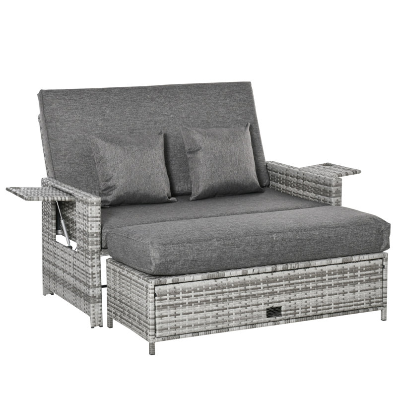 Gurseace 130cm Wide Wicker Patio Daybed with Cushions