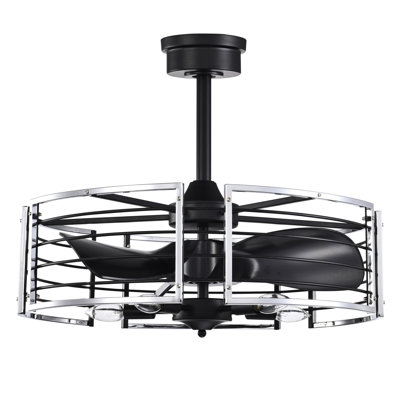 Ventilateur de plafond en cage à 3 pales de 12,99 po avec télécommande et ensemble d'éclairage inclus Imojean