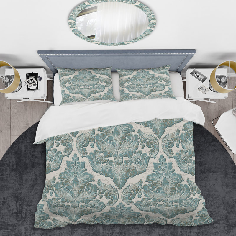 Ensemble de housse de couette en microfibre blanc / vert 2 pièces, Housse de couette simple + 1 taie décorative stan