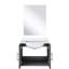 Gris foncé 24 po Meuble-lavabo avec surface en marbre et miroir inclus - fermeture en douceur, teinture, comptoir de rangement supplémentaire large, compartiment de 22 po