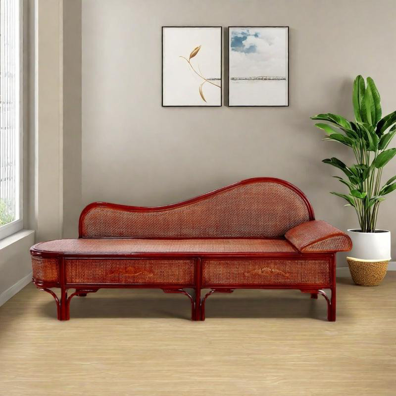 Chaise en bois massif tissé, Orienté à droite, Marron foncé