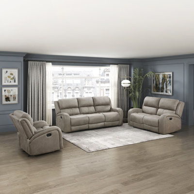 Ensemble 3 pièces de fauteuil inclinable en microfibre polie Niosha