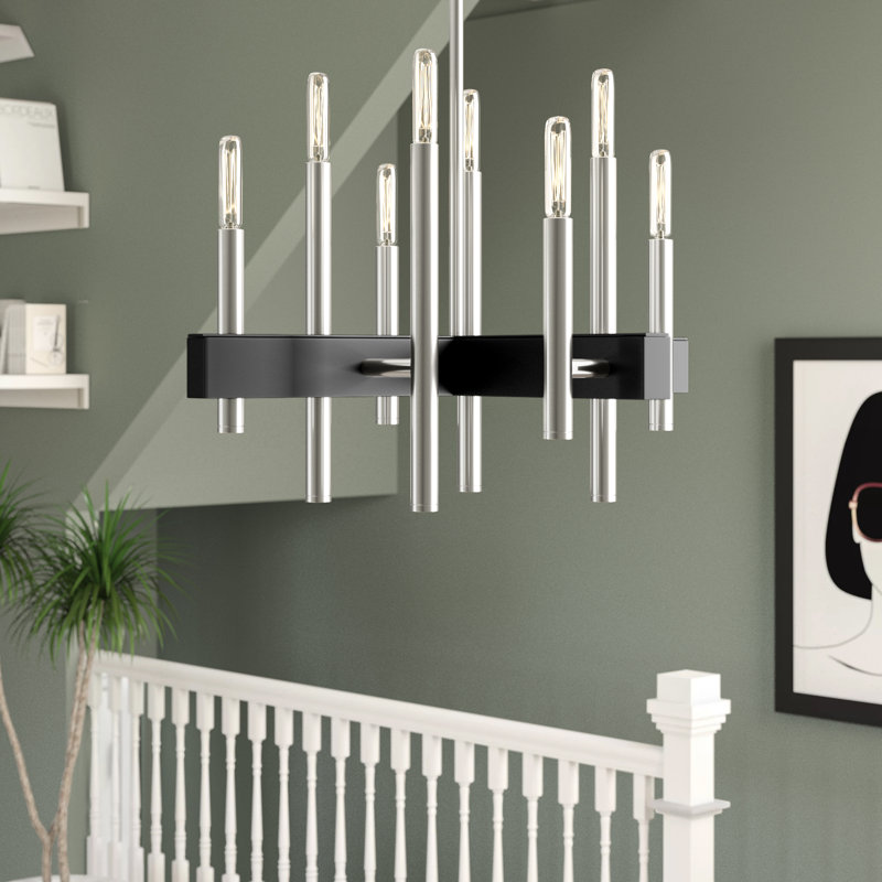 Oiti 8 - Light Steel Dimmable Chandelier, Brushed Nickel