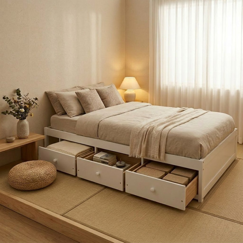 Storage Bed, White