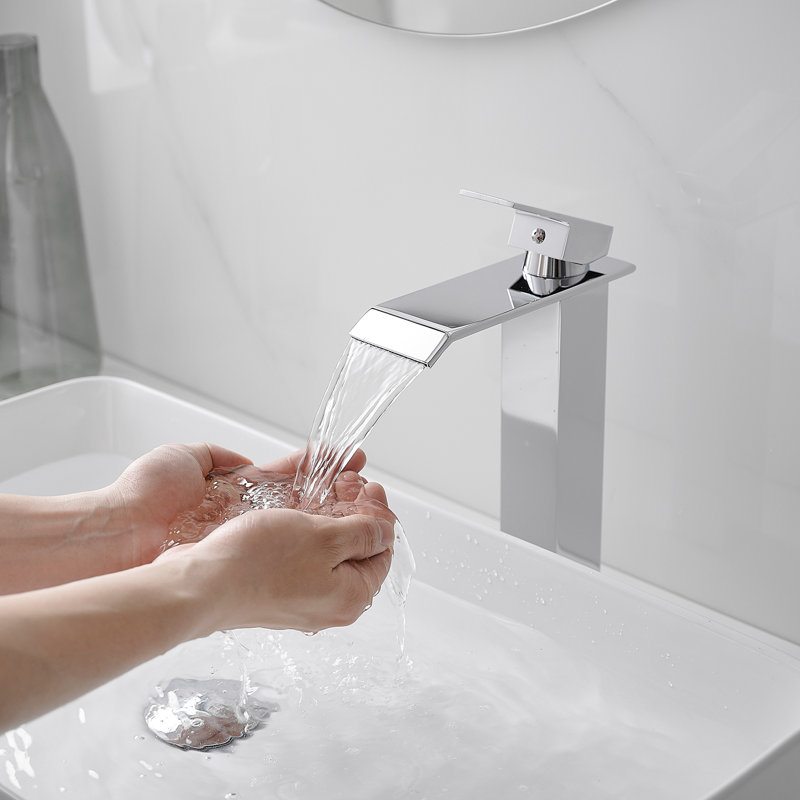 1 robinet de salle de bain monocommande avec bonde, Chrome poli