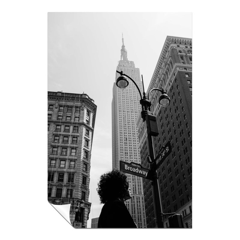Broadway Street Signs And Skyscraper - No Frame Print, 91cm H x 61cm W