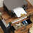 2 Drawer File Cabinet with 24'' Extended Desktop,  Rolling File Cabinet with Side Bag, Fabric Drawer, Light Brown