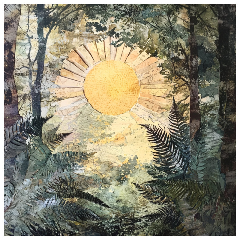 Sunlight Through Ferns Bedding Forest Bedspread Landscape, Twin