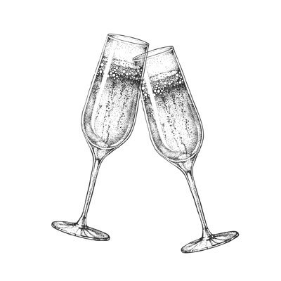Champagne Glasses Vector 1 Piece Wrapped Canvas Wall Art