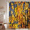 Magnifique rideau de douche abstrait doré doré à motif de feuilles d'automne avec 12 crochets