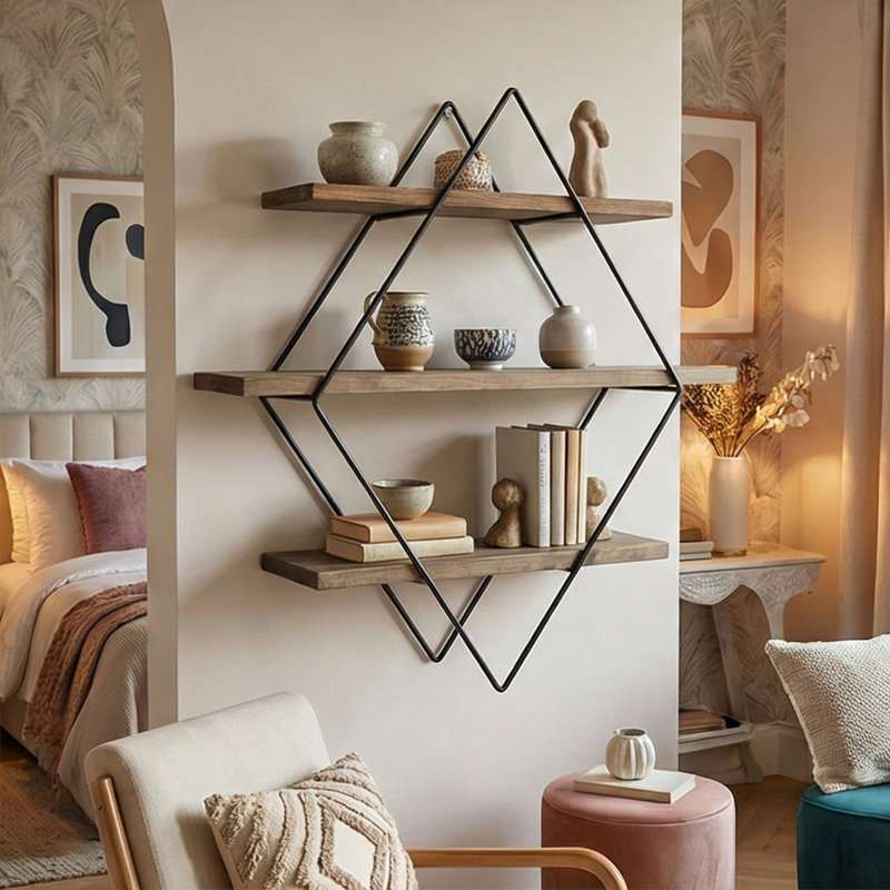 Corwin Diamond Geometric Handmade Floating Shelf