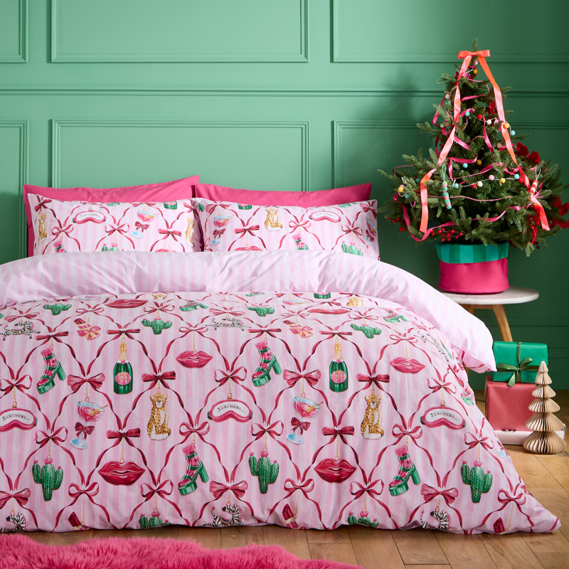 Christmas Kitsch Reversible Duvet Cover Set, Single Bed (135 x 200 cm)