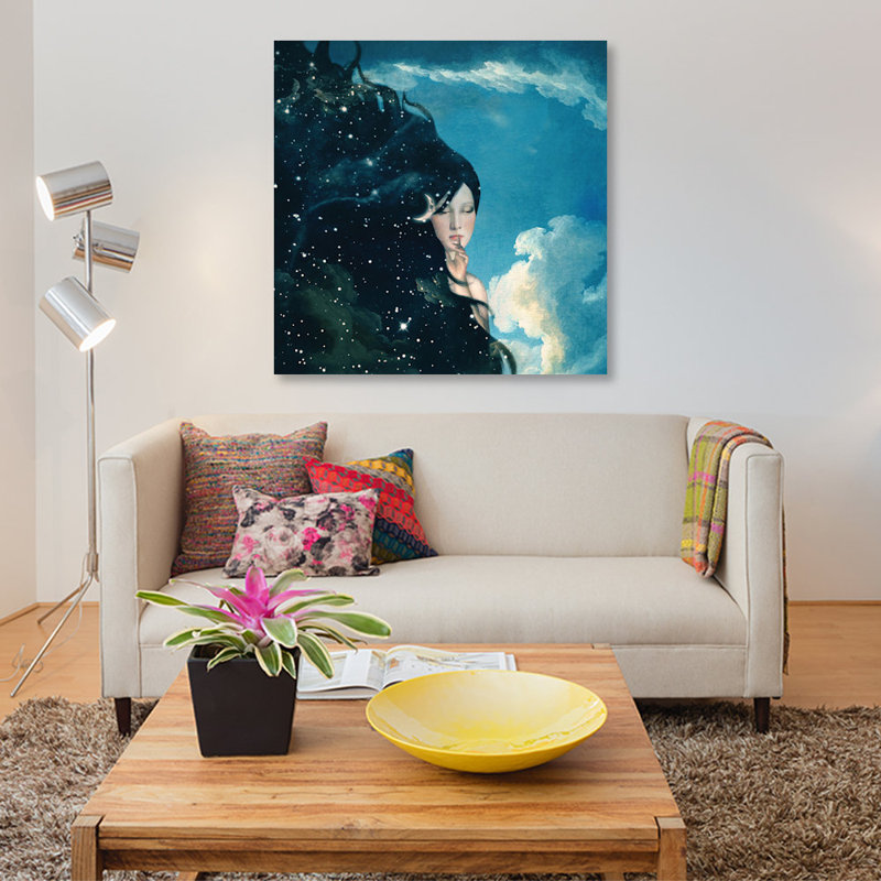 « lady night », impression sur toile, H 12 po x l 12 po x P 1,5 po, Toile tendue, Pas de tapis