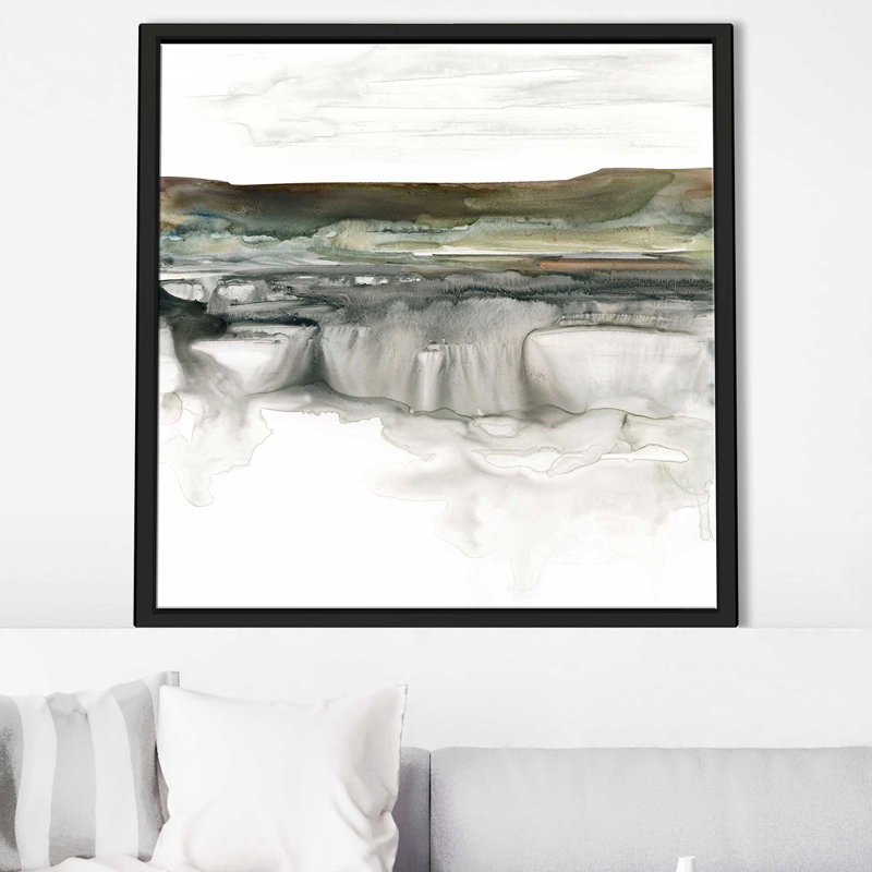 «River Flow I» par Carol Robinson - Peinture, Cadre flottant noir, H 27,5 po x l 27,5 po x P 2 po