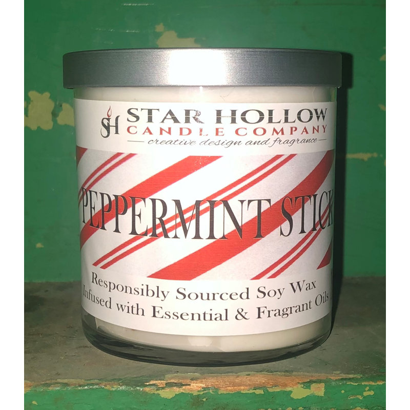 Bougie à pot peppermint cannes, H 3,25 po x l 2,75 po x p 2,75 po