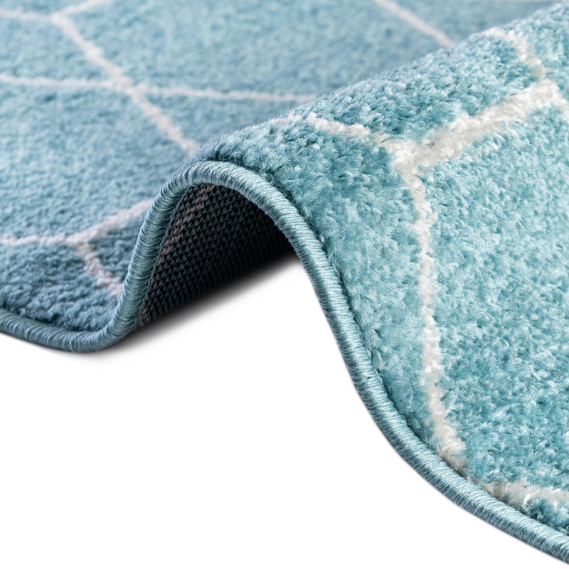 Debrodie Geometric Area Rug, Runner 2' x 13'1", Mint Blue