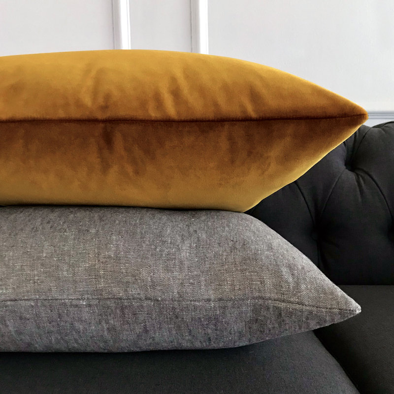 Uma Velvet Reversible Throw Pillow, 22"H x 22"W x 5"D, Gold