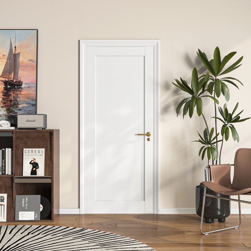 30 po x 80 po H 1 panneau de porte intérieure en bois massif apprêté avec panneau de porte standard pré-fini, 30 po x 80 po