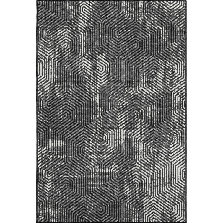 Premium Machine Washable Prisco Black Rug