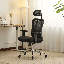 Lumo Black Mesh Office Adjustable Computer Chair with Headrest and Lumbar Support