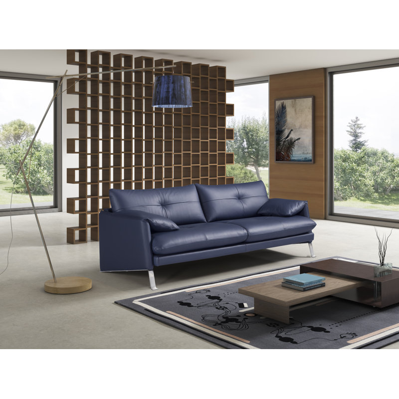 Cullman Upholstered 86'' Sofa, Blue Prussia Genuine Leather