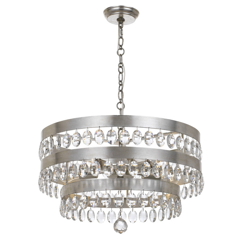 Swanner 5 - Light Shaded Tiered Chandelier, Silver