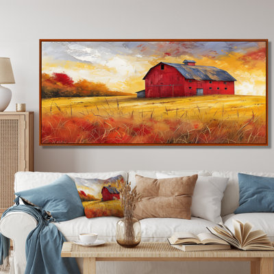  «Autumn Red Barn Breeze III - Art mural de grange